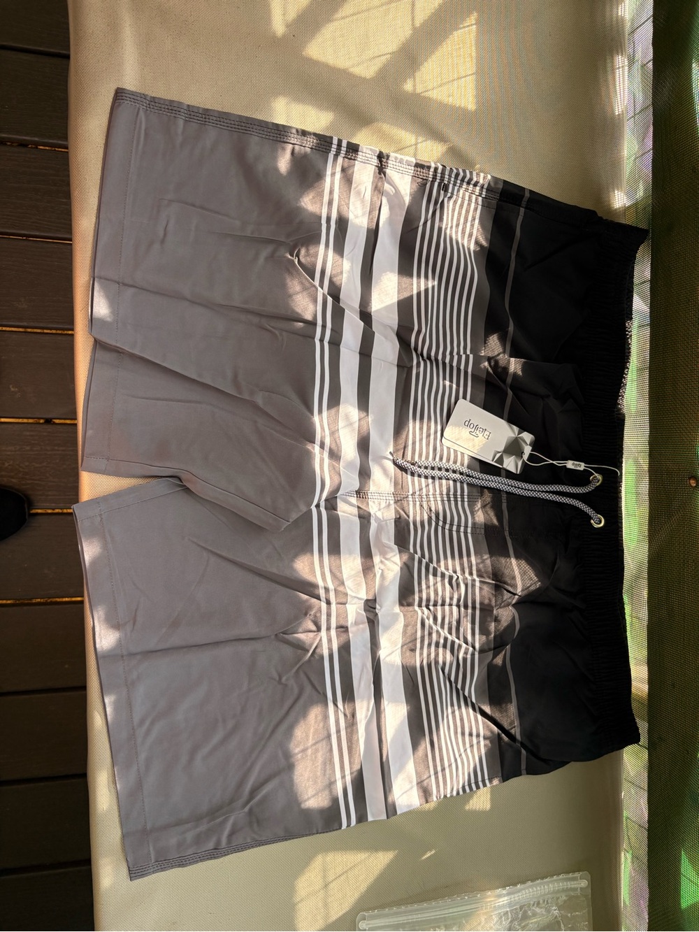 Boys' Gray & Black Stripe Swim Shorts